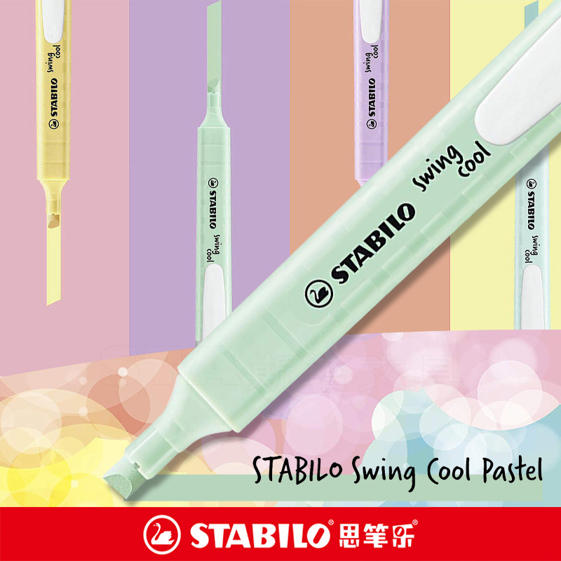 Stabilo Marker Swing Cool - 斜めチップマーカー,6個,学生用パステル蛍光ペン,学用品,文房具275