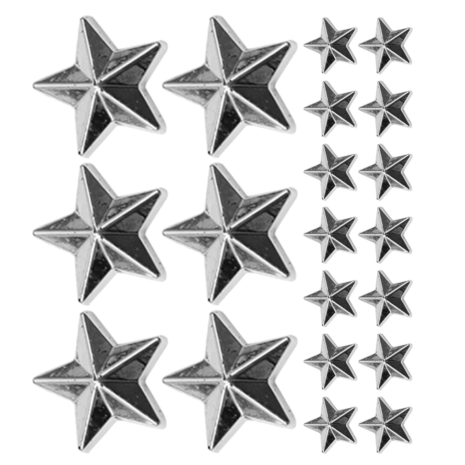 Craft Embellishment - 300個入り フラットバック アクリル製 スターデコレーション シルバー シャイニースタービーズ