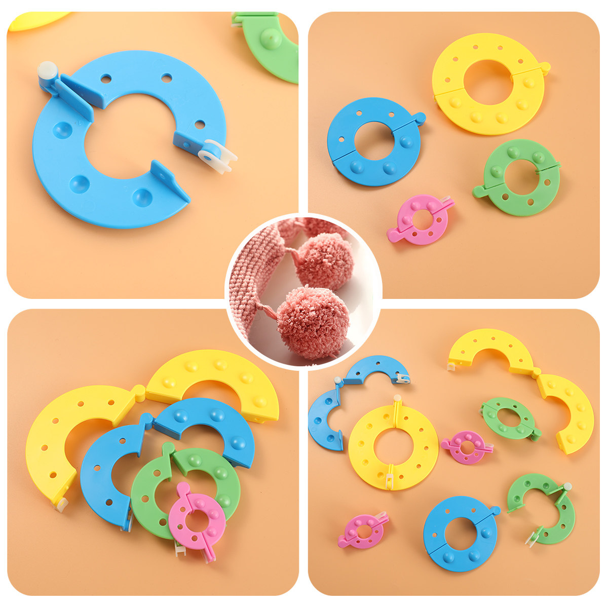 8個入り 4サイズ ポンポンメーカー エッセンシャル フラッ - Pom Pom Maker Tool のレビューと価格